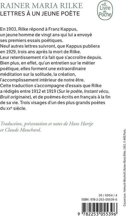 Image du produit Lettres à un jeune poète (Français, Rilke Rainer Maria, 1991)