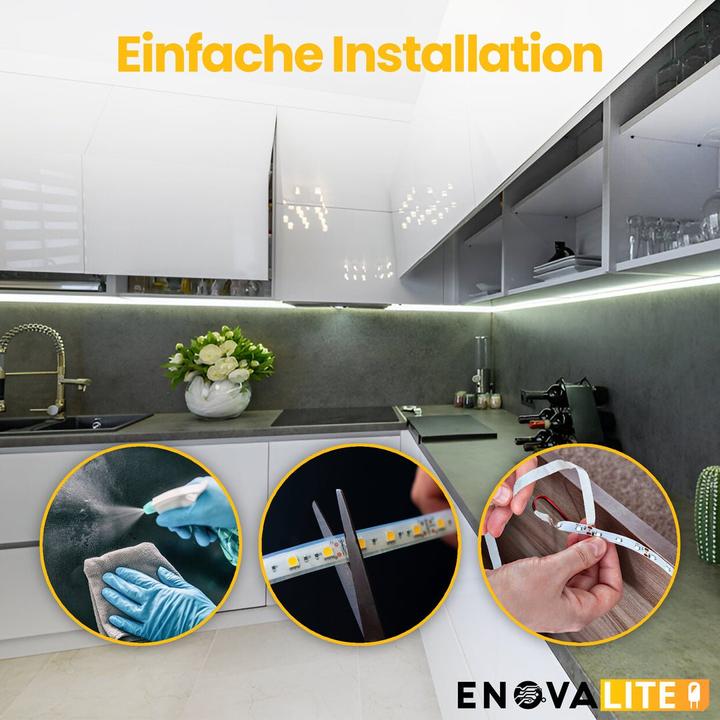 Image du produit Enovalite Bande LED avec fonction CCT, lumière blanche chaude, neutre et froide (Blanc chaud, Blanc neutre, Blanc froid, 500 cm, Intérieur, Extérieur)