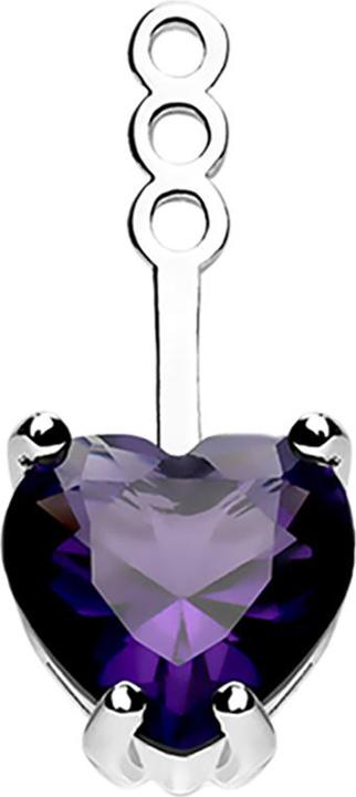 Star Piercing Ohrring Ear Jacket silber mit Kristallherz tanzanite