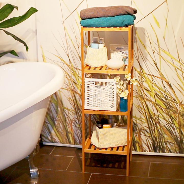 Actual product image Relaxdays Bamboo bathroom shelf (34 x 34 x 112 cm)