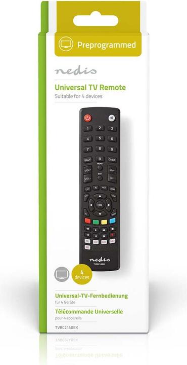 Immagine prodotto Nedis Telecomando universale | Pre-programmato | 4 dispositivi | Amazon Prime / Disney + Button / Google (Telecomando universale, Infrarossi)