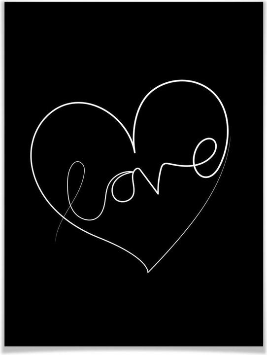Produktbild Trenddeko Hariri - Love Lines - Schwarz-Weiss (50 x 60 cm)