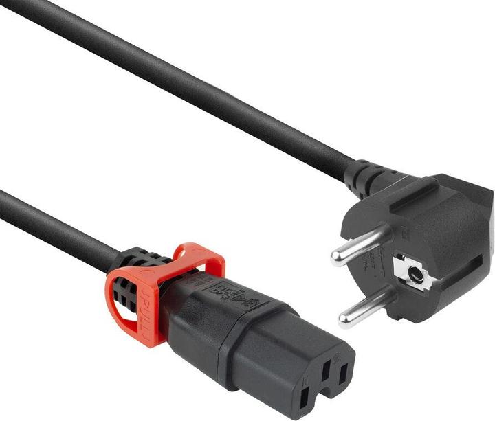 Immagine prodotto Cavo di alimentazione CEE 7/7 maschio (angolato) - C15 IEC Lock+ nero 3 m, EL605S (3 m)