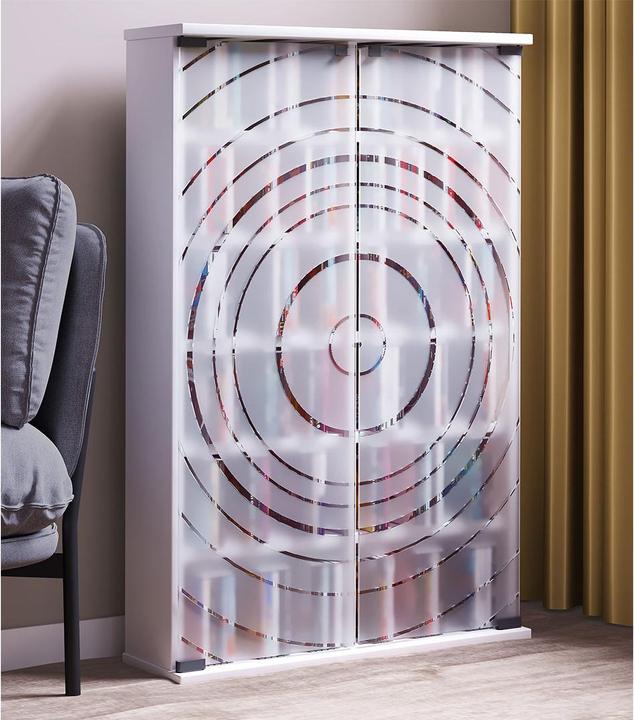 Actual product image VCM Holz CD DVD Stand Regal Glastür Tilano L (60 x 18 x 92 cm)