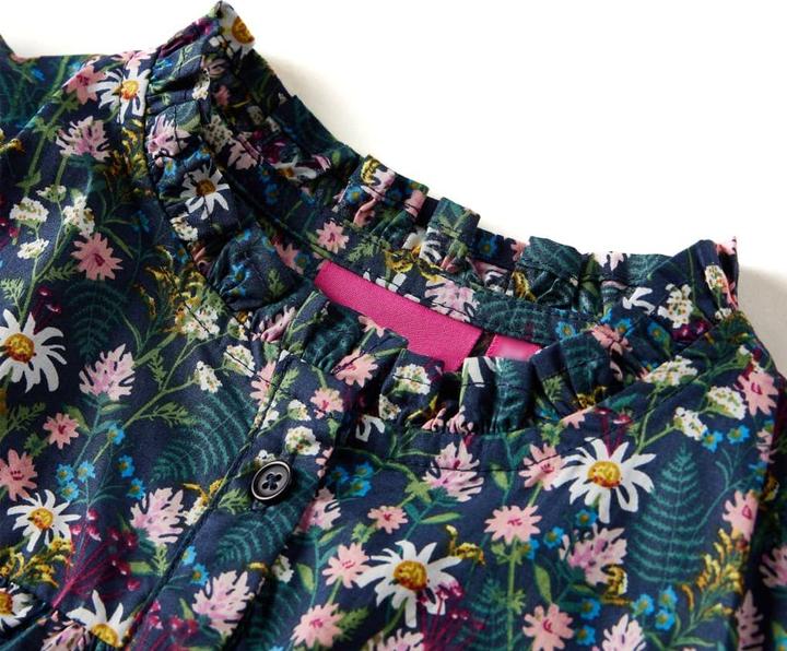 Produktbild VidaXL Kinderkleid mit Langen Ärmeln Dunkelblau 104,Material: 100 (104)