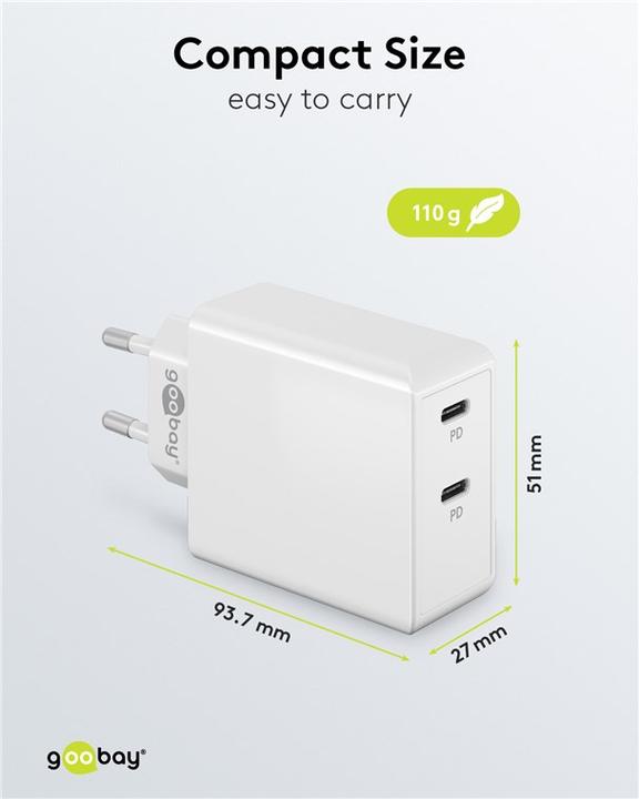 Actual product image Goobay Dual USB C Quick Charger (36 W)