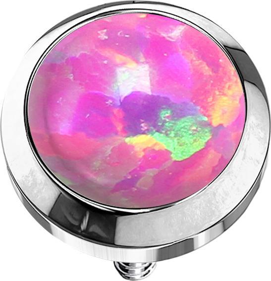 Star Piercing Dermal Anchor silber mit Opal pink (ohne Messing, Titan G23)