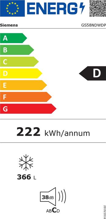Energy Label Siemens GS58NDWDP iQ500 (Stand-alone, 366 l)