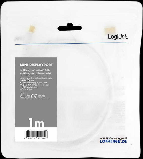 Produktbild LogiLink Mini DisplayPort — HDMI (Typ A) (1 m, DisplayPort)