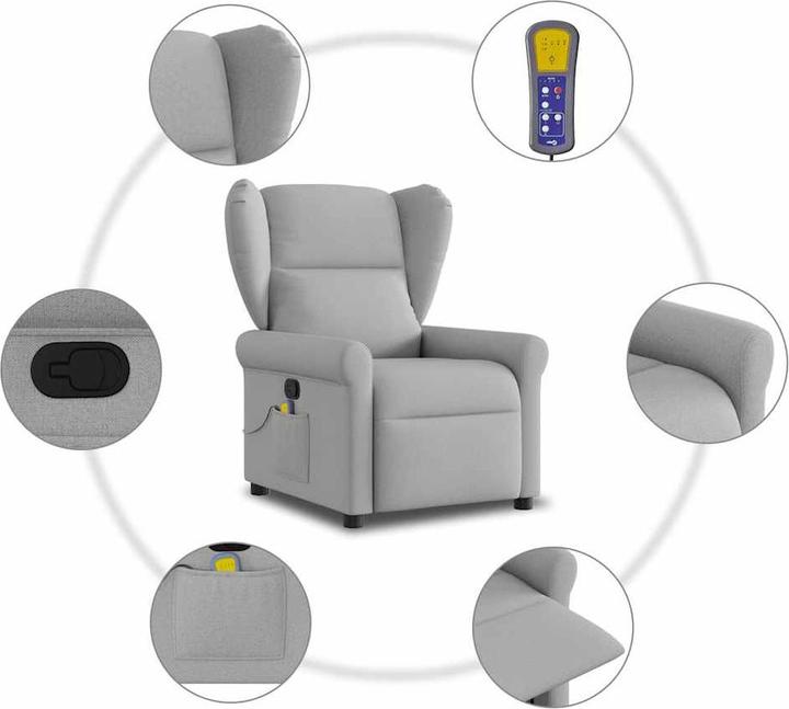 Immagine prodotto VidaXL Poltrona massaggiante in tessuto cloud grey poltrona TV massaggiante