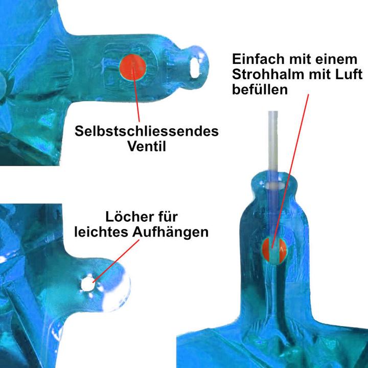Produktbild Hermex Zahlenballon Zahl 7 Folienballon Geburtstagsparty Ballon Blau 40cm (1 x)