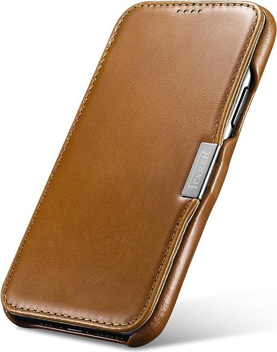 Image du produit iCarer iPhone 11 - Luxury Series Echtleder Flip Case Kastanienbraun (RIX1108-GG) (Apple iPhone 11)