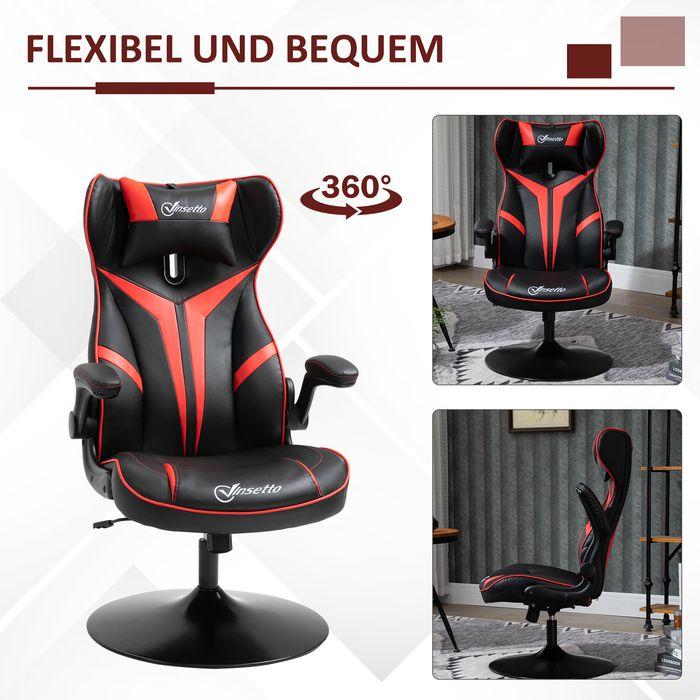 Image du produit Swisshandel24 Chaise de jeu ergonomique Chaise d'ordinateur avec fonction bascule Noir+Rouge
