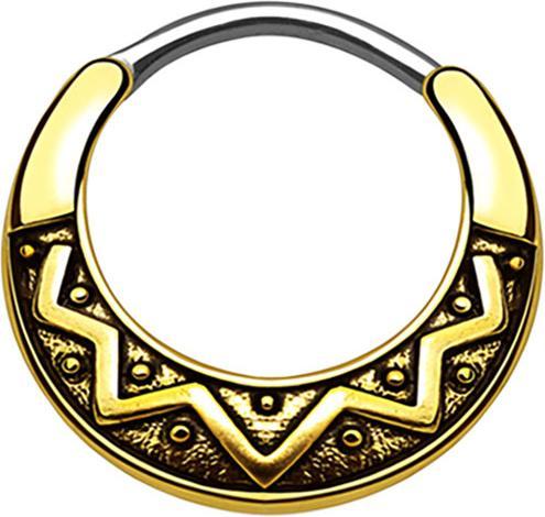 Star Piercing Septum Tribal Fächer vergoldet (Messing, Chirurgenstahl 316L)