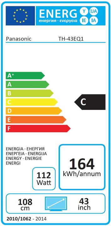 Energie-Label Panasonic TH-43EQ1W Public Display (3840 x 2160 Pixel, 43")