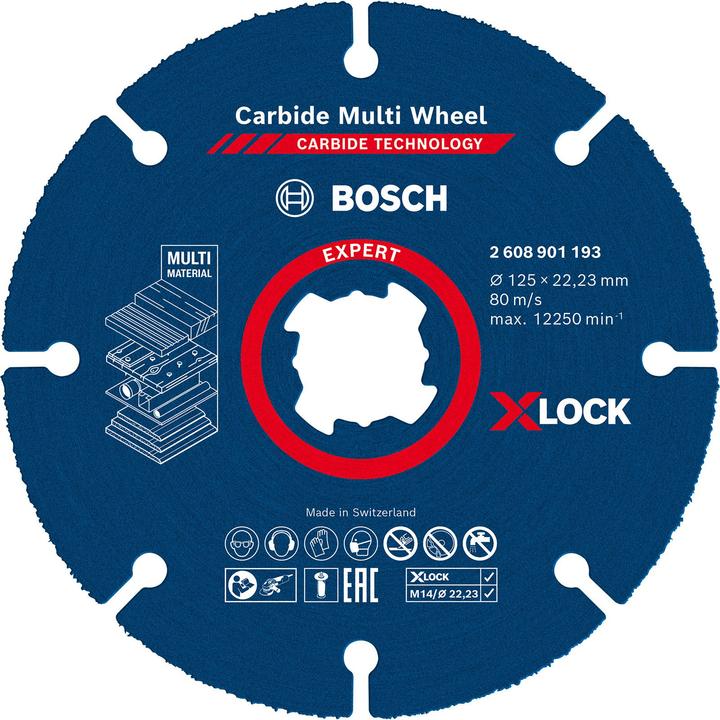 Bosch Professional Zubehör EXPERT Carbide Multi Wheel X-LOCK Trennscheibe, 125 mm, 22,23 mm
