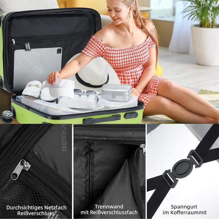 Actual product image Beibye 3-teiliges Kofferset (115 l, Hand luggage (up to 50 litres), M (50 - 90l), L (90 - 115l))