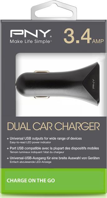 Image du produit PNY Dual USB Car Charger Black