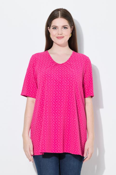 Produktbild Ulla Popken T-Shirt, Trachtenmuster, A-Linie, V-Ausschnitt, Halbarm (62)