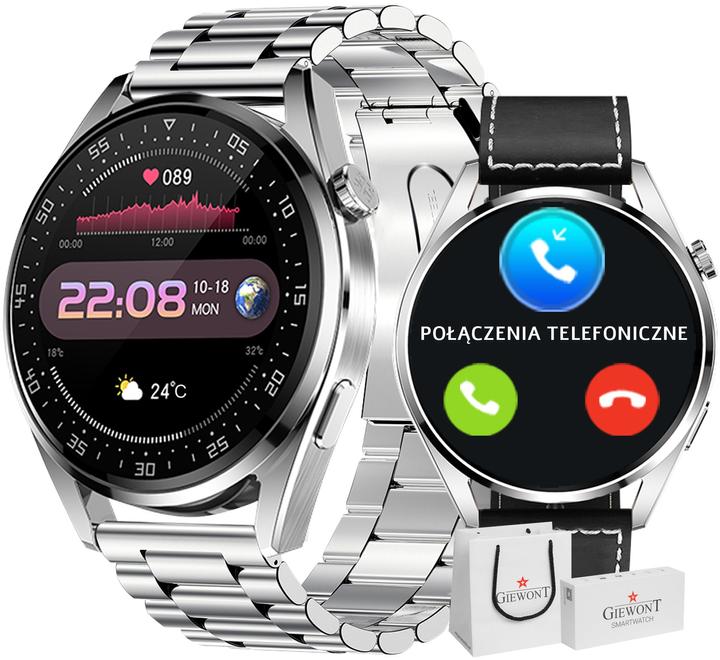 Giewont Smartwatch GW450-5 argent + bracelet en cuir noir