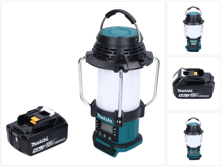 Productafbeelding Makita DMR055T1 Radio avec lanterne sans fil 18V FM 360° + 1x batterij 5,0Ah - sans chargeur (FM, AM)
