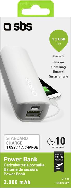 Immagine prodotto SBS Batteria portatile di backup per smartphone e cellulari (2200 mAh, 8.14 Wh)
