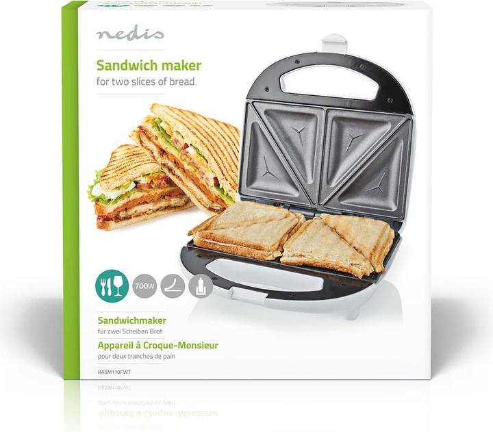 Produktbild Nedis KASM110FWT Sandwichmaker 700 W 20.5 x 12 cm Automatischer Temperaturkontrolle ABS (EU-Stecker)