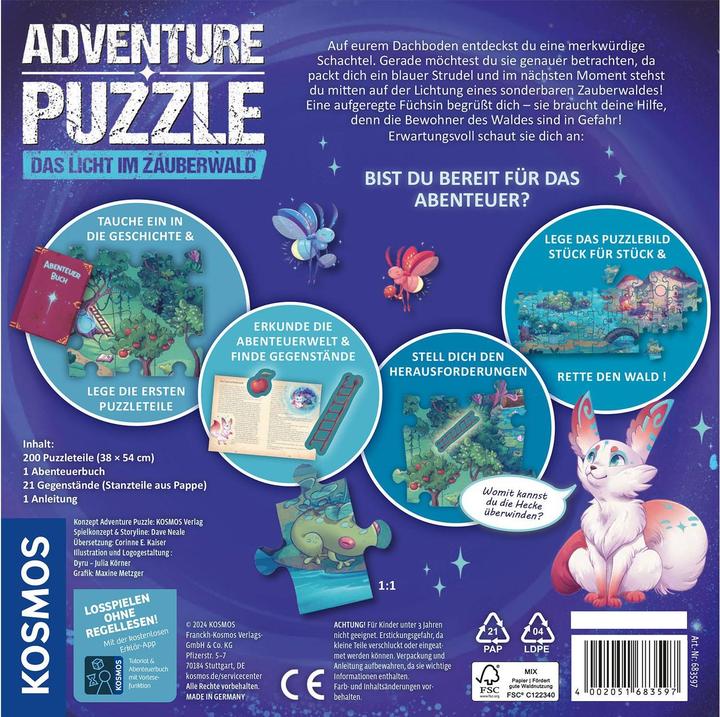 Actual product image Kosmos Adventure Puzzle: The light in the enchanted forest (200 pieces)