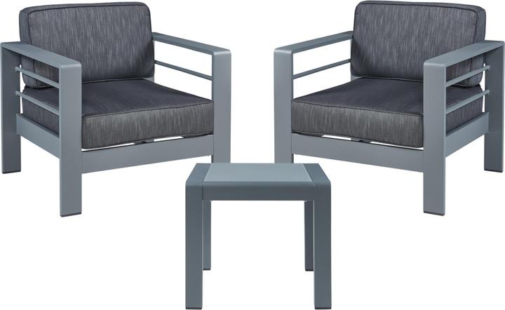 Casa.Pro Set di poltrone da esterno con tavolo Avise 3 pezzi in alluminio