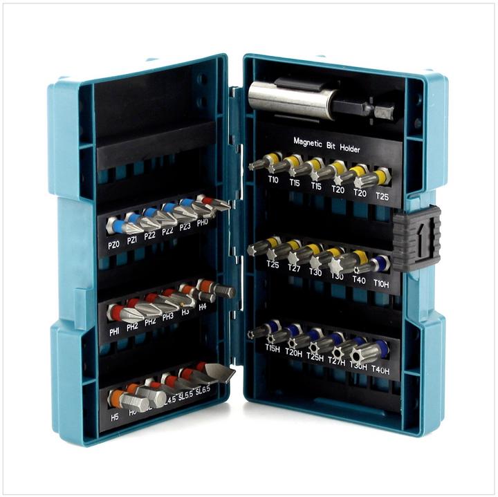 Actual product image Makita BitSet D37194 (4, 4.5, 5.5, 6.5, 27, 40, PH0, PH1, PH3, PZ0, PZ1, PZ3, TX10, 15h, 20H, 25H, 27H, 30H, 40H, H3, H4, H5, H6, PH2, PZ2, TX15, TX20, TX25, TX30)
