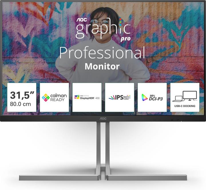 Produktbild AOC U32U3CV 31.5p Nano IPS WLED UHD (3840 x 2160 Pixel, 31.50")