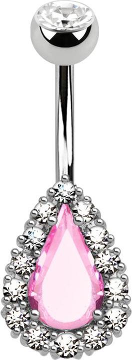Immagine prodotto Star Piercing Banana argento con goccia di cristallo rosa cerchiata di cristalli (Ottone, Acciaio chirurgico 316L)