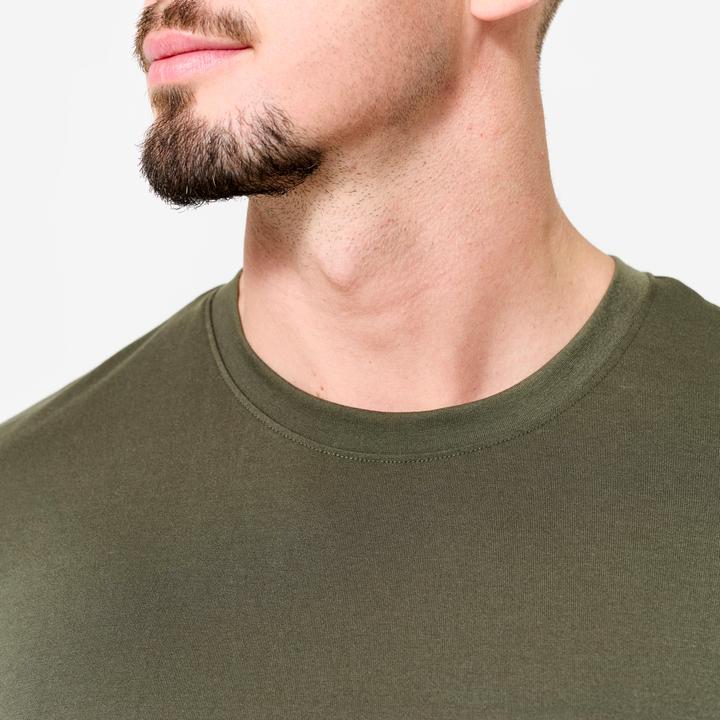 Actual product image Domyos Men's Slim-Fit Breathable Cross Training T-Shirt - Khaki (L)