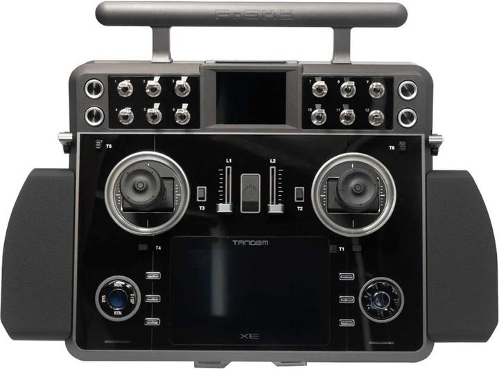 Actual product image FrSky TANDEM XE EU/LBT Glossy black panel Senderset 2,4Ghz Akku, Softcase + 3D-Gimbal + Taste