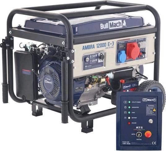 Actual product image BullMach AMBRA 12000 E3 petrol generator with wheels 85 kW continuous output 7.8 kW three-phase (9193.73 W, 28 l)