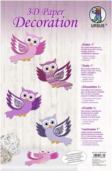 Produktbild Ursus Bastelset 3D Paper Decoration Eulen I