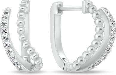 Brilio Silver - Timeless silver earrings with black zircons EA334WBC