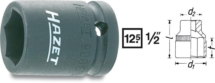 Produktbild HAZET Schlag-, Maschinenschrauber Steckschlüsseleinsatz ∙ Sechskant 900S-17 ∙ Vierkant12,5 mm (1/2 … (17 mm)