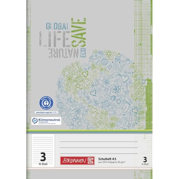 Immagine prodotto Quaderno a righe riciclate 3 righe DIN A5 senza margine, 16 fogli (A5, Rigatura speciale, Copertina rigida)