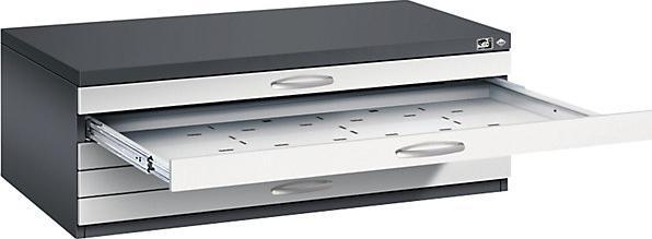 Produktbild C+P Zeichnungsschrank, DIN A1, 5 Schubladen, Höhe 420 mm, schwarzgrau / lichtgrau
