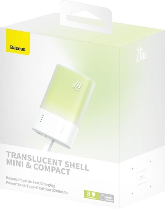 Actual product image Baseus Popsicle 5200mAh 20W Powerbank with Built-in Lightning Cable (+ White Simple USB-C - U (5200 mAh, 20 W, 19.24 Wh)