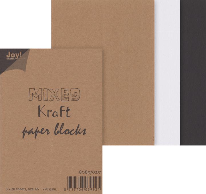 Produktbild Joy!Crafts Kraftpapier-Block "Mixed", 3 x 20 Blatt (220 g/m², 60 x)