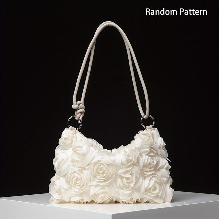 Only-Bags.Store Elegante Rose Floral Umhängetasche - verstellbarer Riemen, Reissverschluss, Polyester, perfekt für