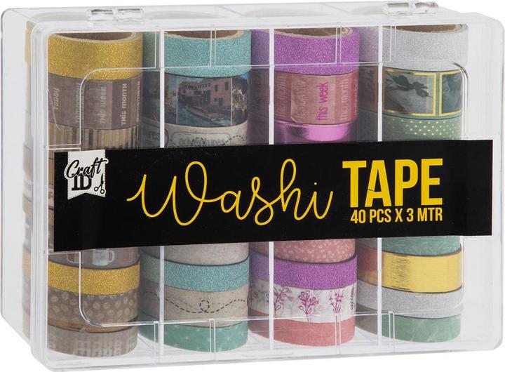Image du produit Grafix Washi Tape avec boîte de rangement, 40 pcs