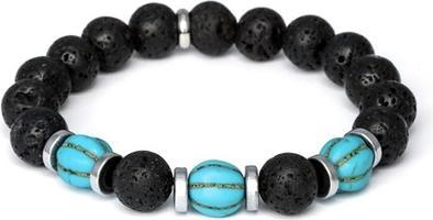 Beneto Lava stone. hematite and turquoise bead bracelet MINK163/20