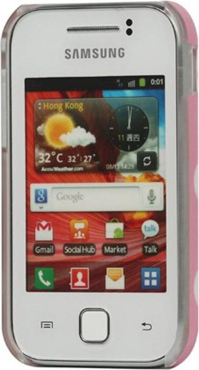 Produktbild König Design Schutzhülle Hard Case für Handy Samsung Galaxy Y S5360 rosa / weiss (Samsung Galaxy Y S5360)