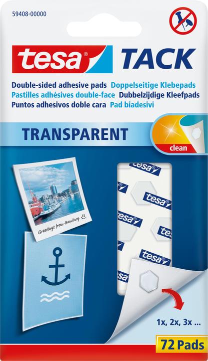 tesa TACK doppelseitige Klebebads, transparente Klebestreifen
