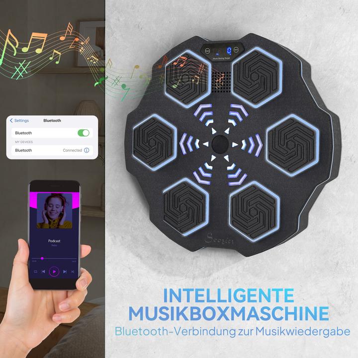 Immagine prodotto SportNow Music Boxing Machine Kunstleder, Kunststoff Schwarz (44 cm)