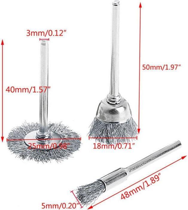 Produktbild Hermex Drahtbürstenaufsatz-Set für Bohrmaschinen/Akkuschrauber Edelstahl