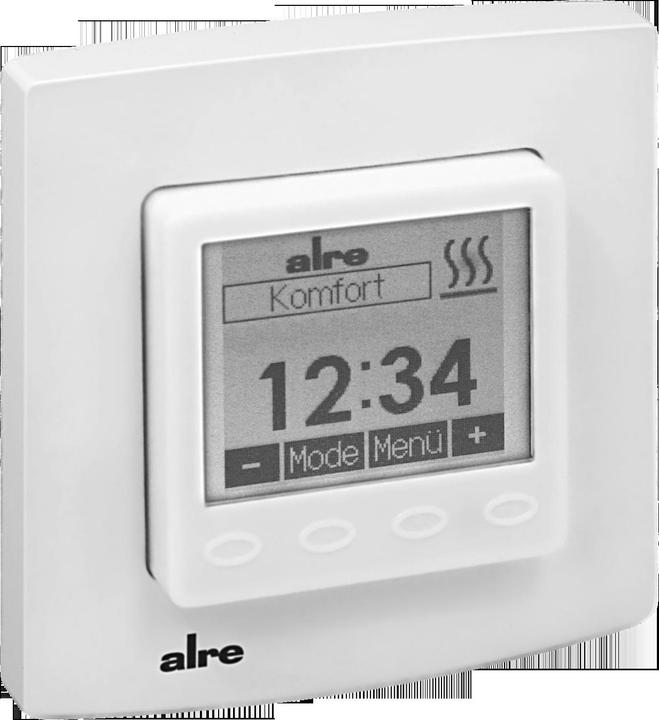 Produktbild ALRE UP-Uhrenthermostat 50x50 mit Rahmen, RAL9010glanz